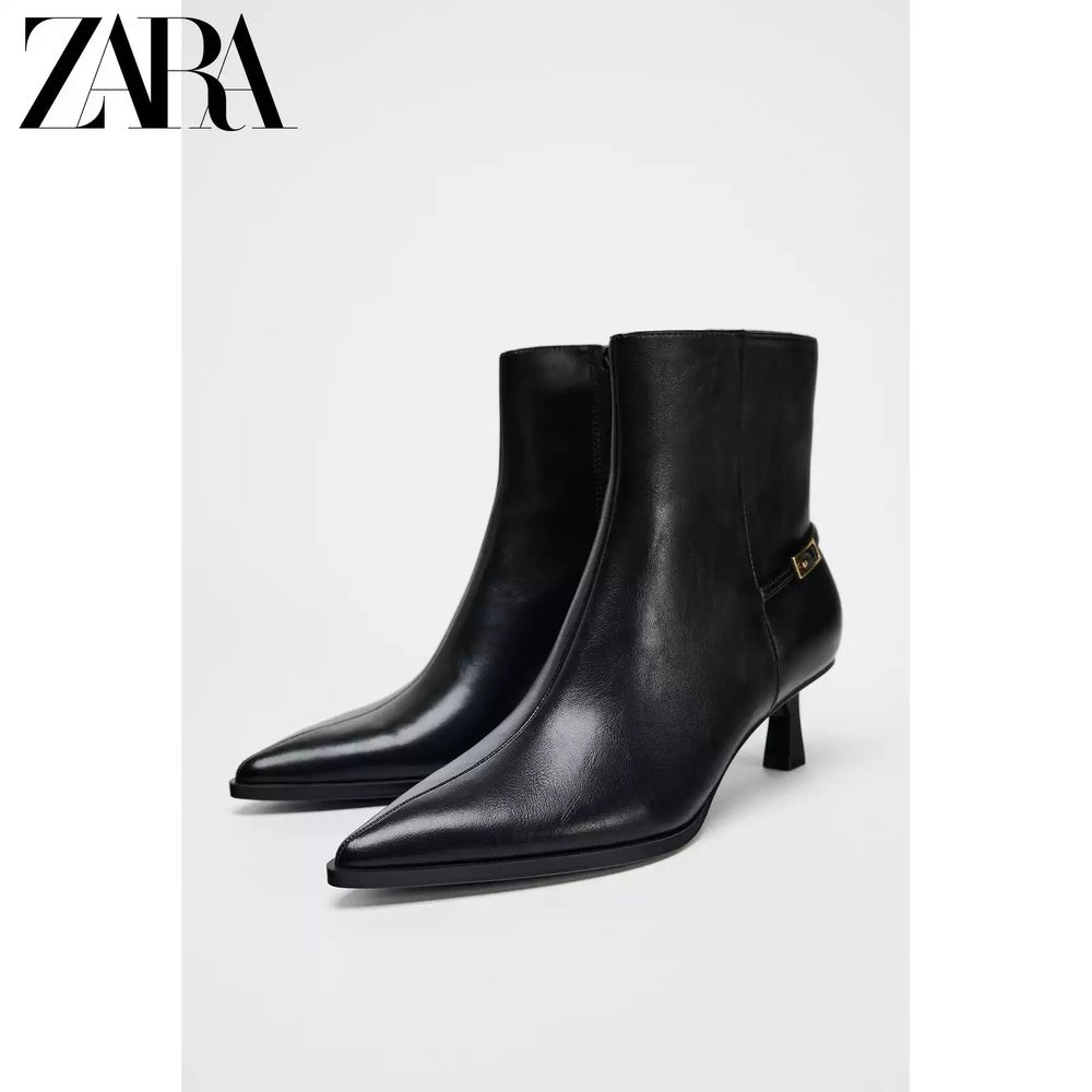 ZARA 정품 앞뾰족 여성 정장 숏 앵클 부츠  JIKTEM WD4121909