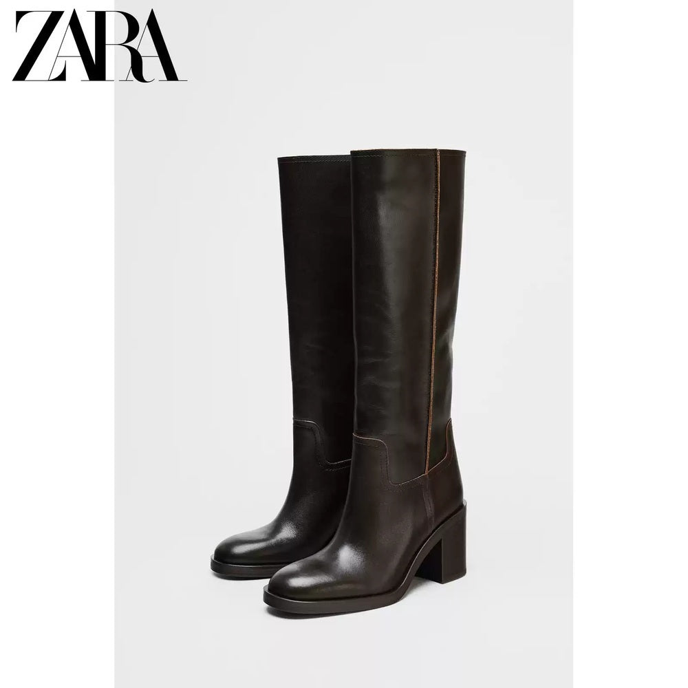 ZARA 정품 롱부츠 모던 클래식 브라운 JIKTEM WD4121911