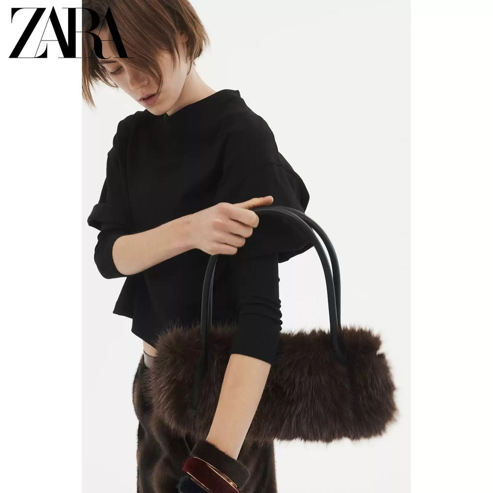 ZARA 정품 퍼 핸드백 메신저백 겨울 손가방 JIKTEM WD4122406