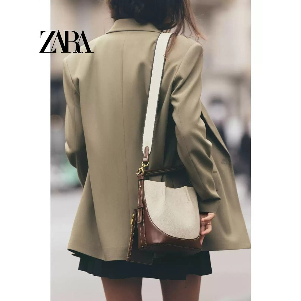 ZARA 정품 크로스백 메신저가방 패치 캔버스 어깨가방 JIKTEM WD4122413