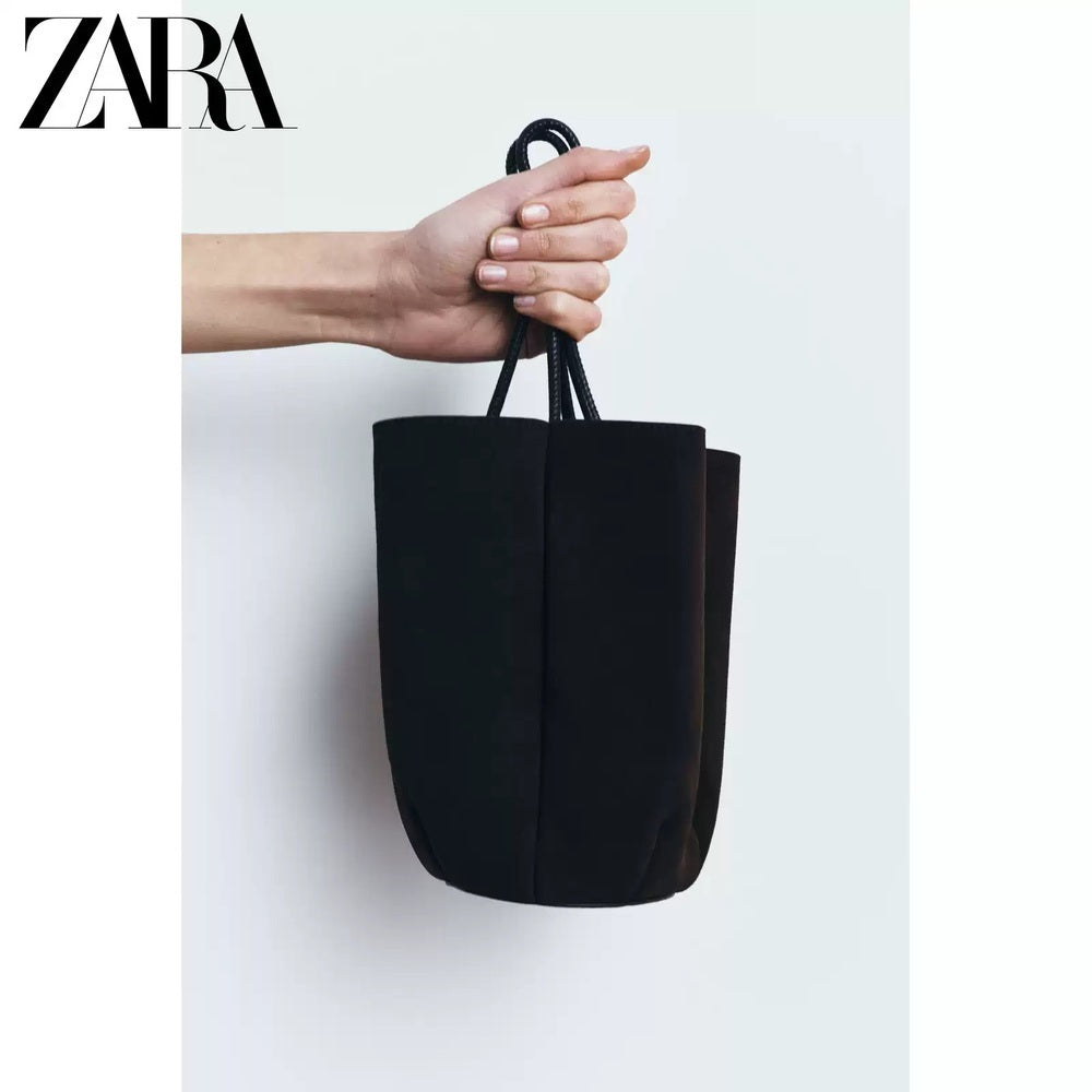 ZARA 정품 스웨이드 버킷백 토트백 복조리가방 JIKTEM WD4122404