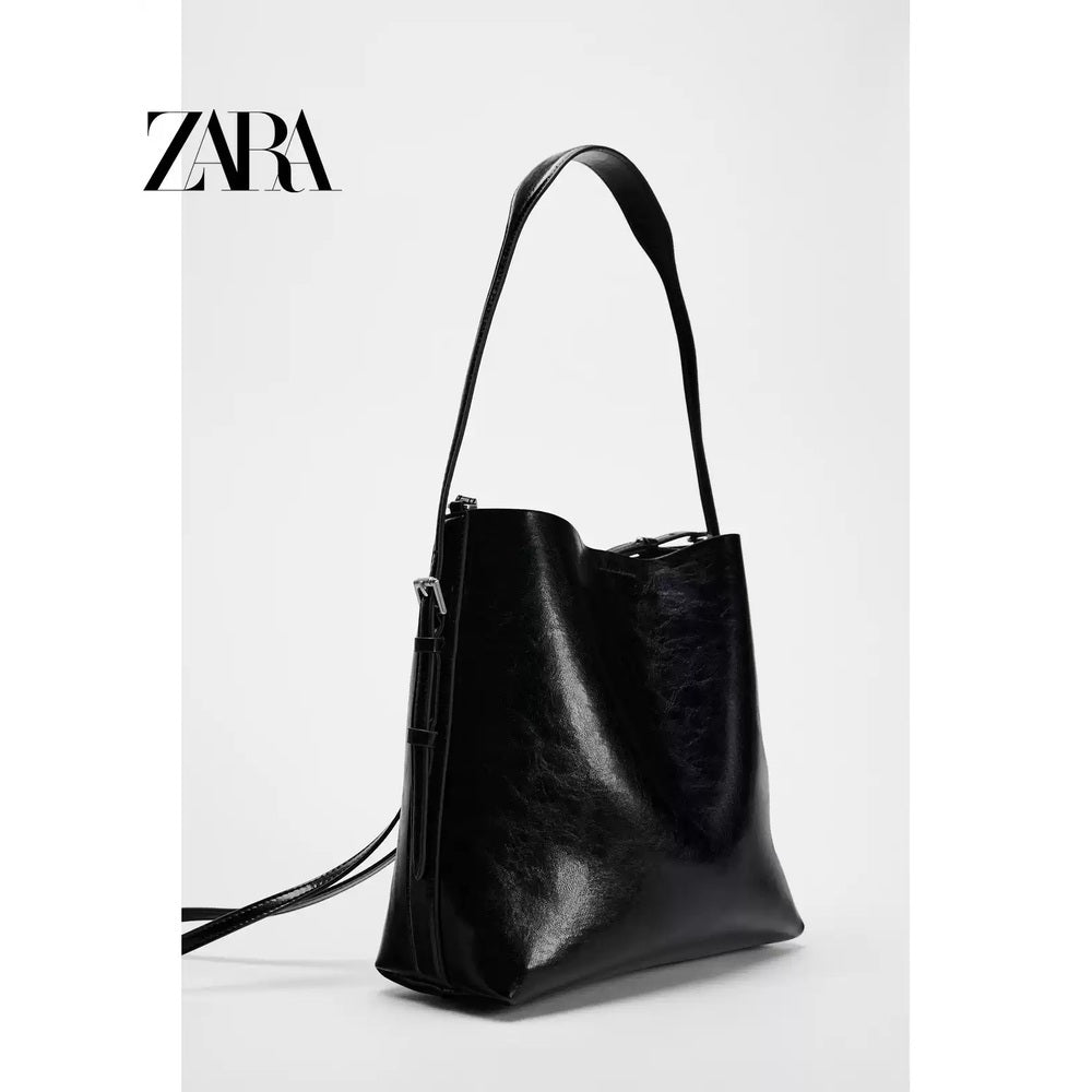 ZARA 정품 버킷백 블랙 통큰 여성숄더백 JIKTEM WD4122418