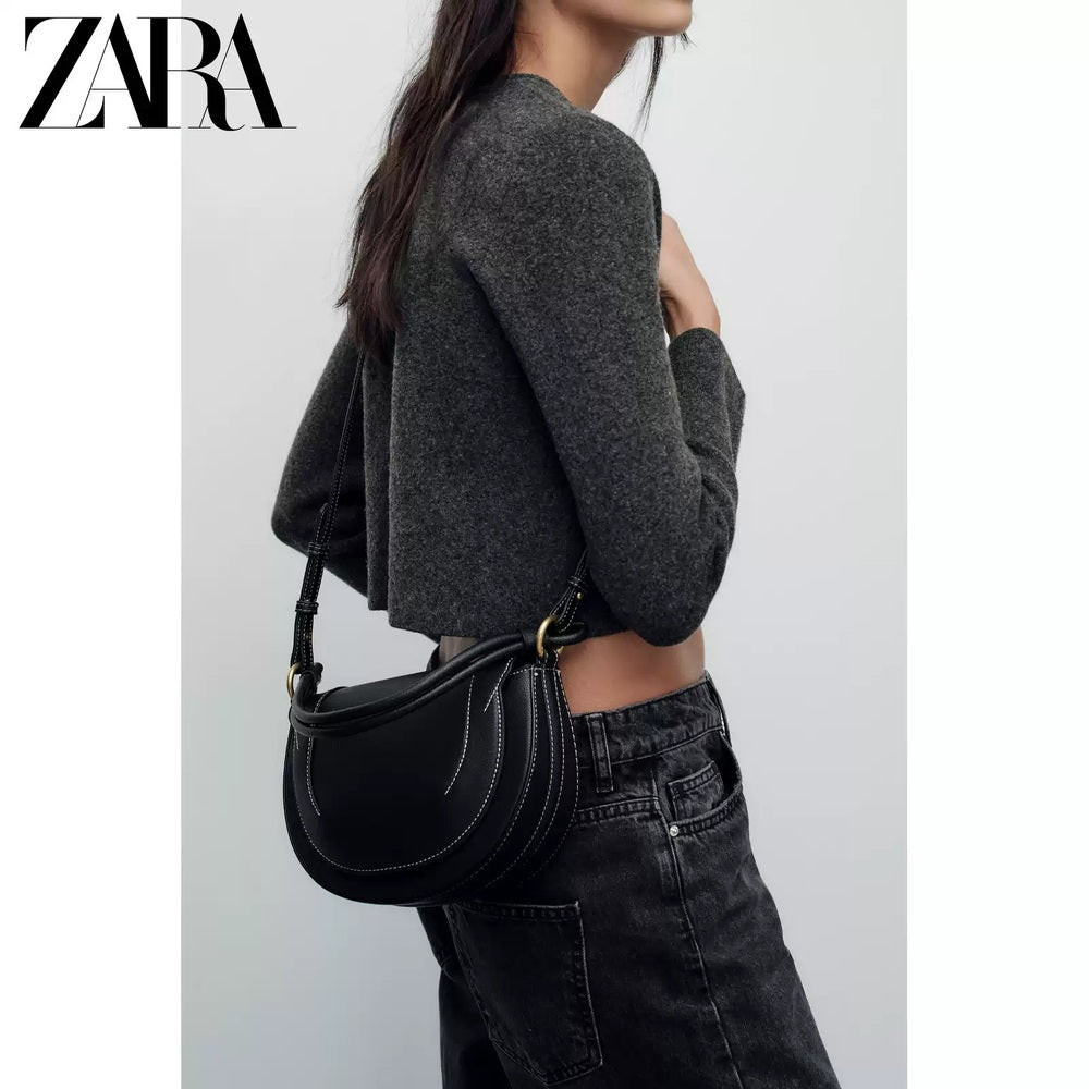 ZARA 정품 미니 핸드백 메신저가방 반달백 블랙 JIKTEM WD4122410