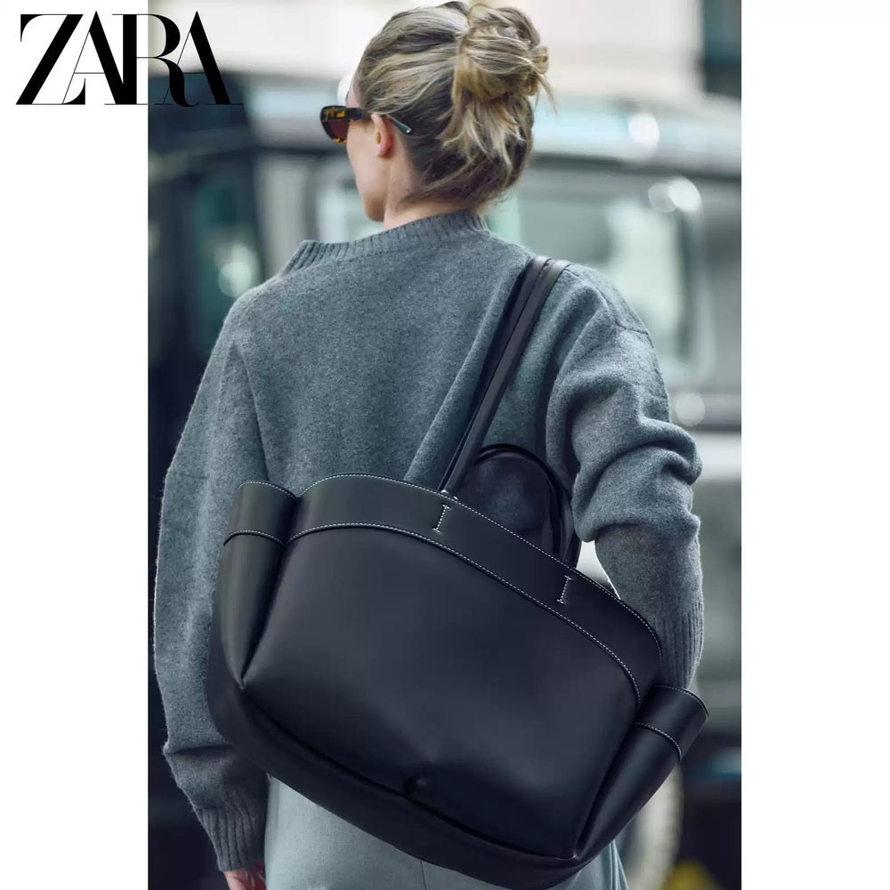 ZARA 정품 대용량 쇼핑백 크로스백 블랙 모던 JIKTEM WD4122414