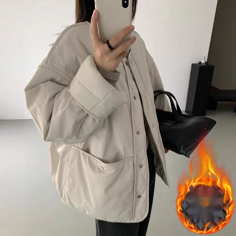이너패딩 간절기 노카라 경량 사무실점퍼 빅포켓 루즈핏 JIKTEM BJ5011318