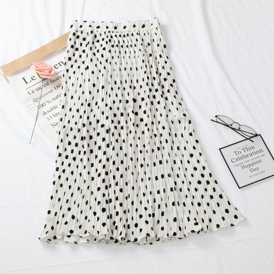 플스커트 10컬러 95cm 스윙 땡땡이 주름치마 메쉬 쉬폰 허리밴딩 JIKTEM BJ5022806