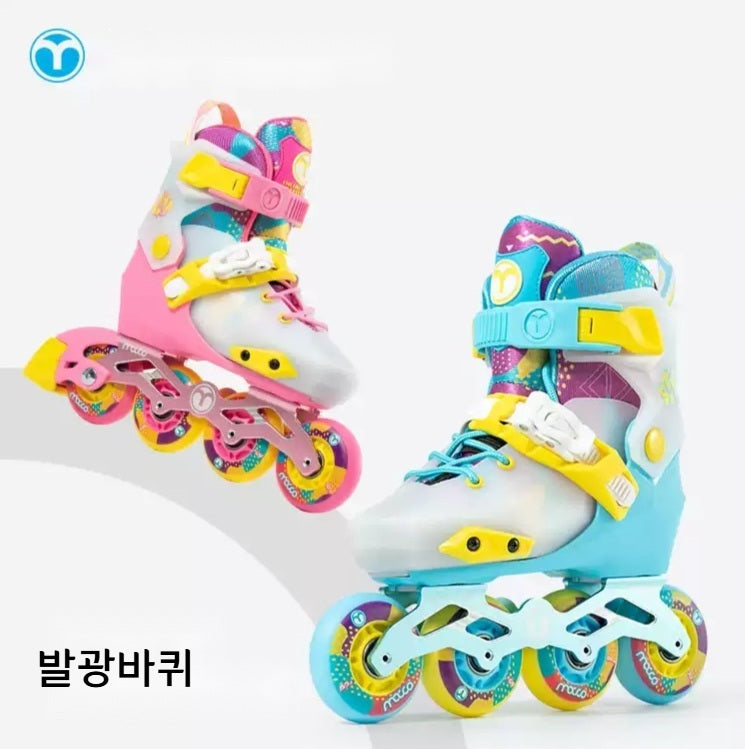 프리스타일 슬라럼 겸용 스케이트 발광바퀴 알루미늄지지대 4단계조절 인라인스케이트 JIKTEM WW5031207