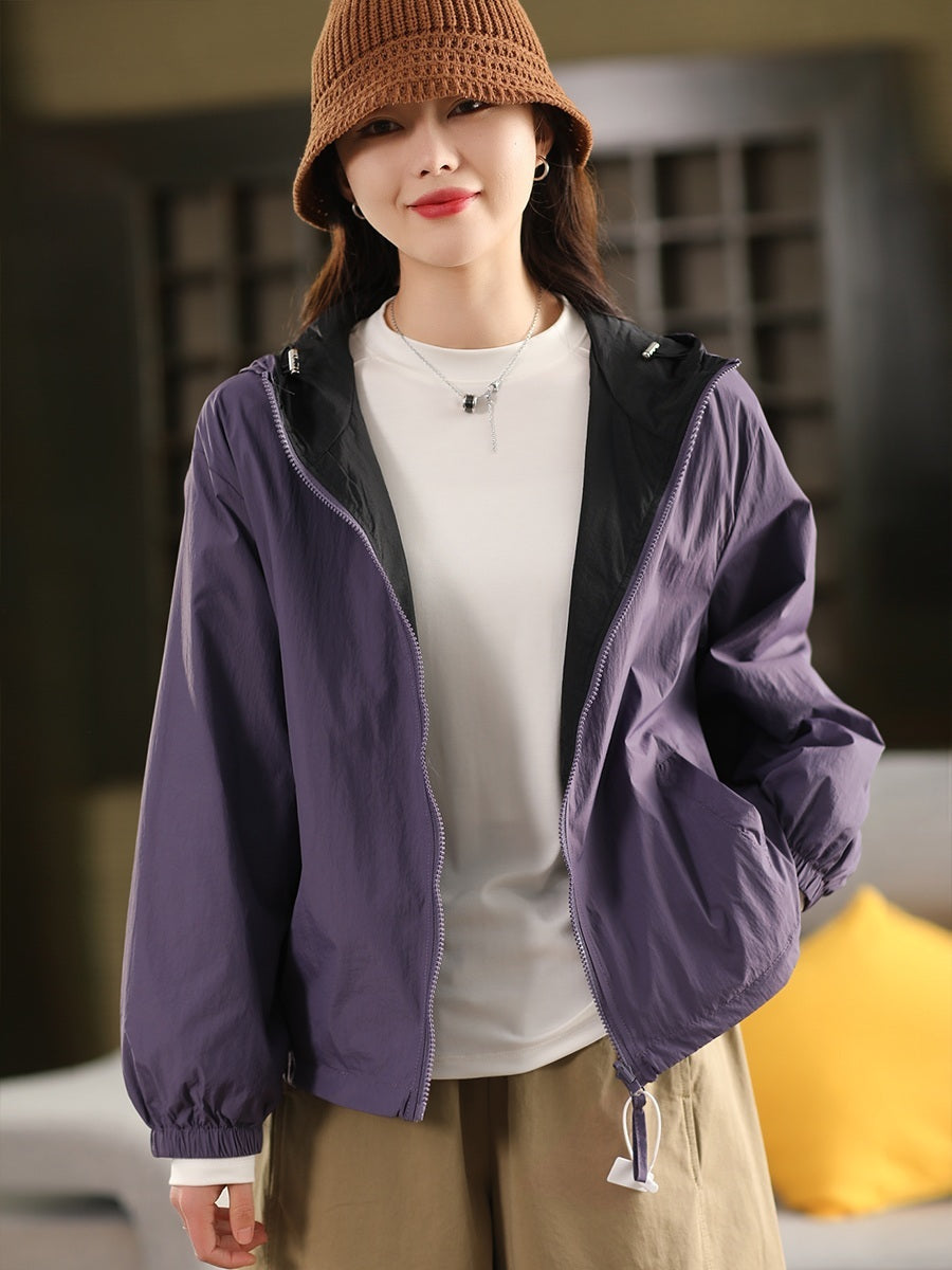 리버시블 재킷 후드 바람막이 양면 아우터 JIKTEM BJ5041018