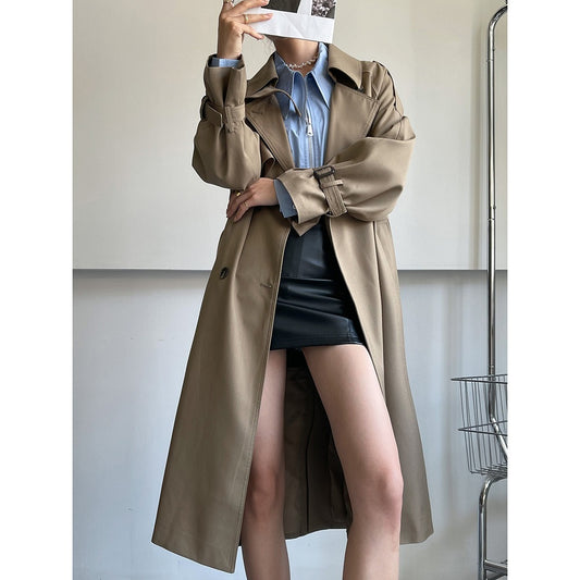 트렌치 코트 여성 더블 롱코트 클래식 JIKTEM BW5041520