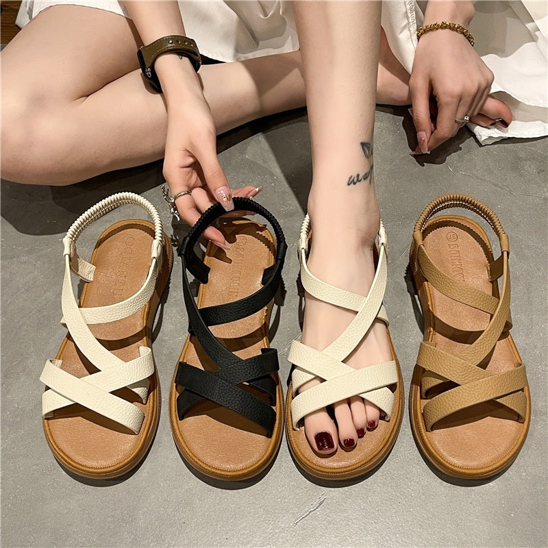 발편한샌들 슬라이드 스트랩 플랫 샌들 JIKTEM BJ5052004
