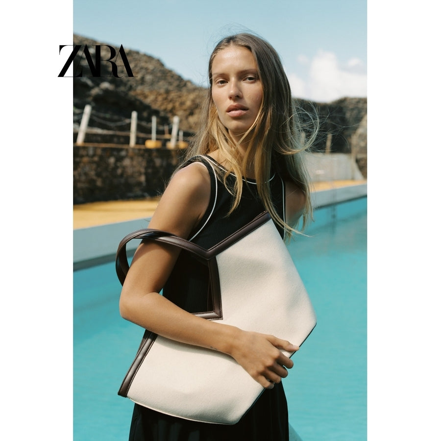 ZARA 정품 쇼핑백 캔버스 천가방 쇼퍼백 캐주얼 데일리백 JIKTEM BW5052408
