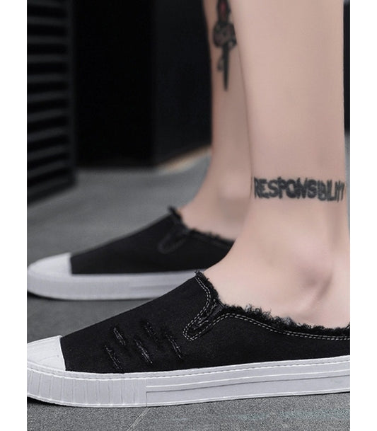 뮬 스니커즈 하프 캔버스 단화 샌들 앞막힘 슬리퍼 JIKTEM BW5060918