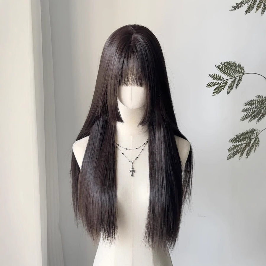 긴머리 가발 롱 헤어 앞머리 자연스러운 연출 파티 분장 소품 JIKTEM BW5071928