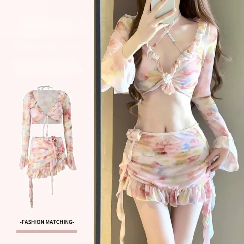 비키니 여성 수영복 4pcs 러블리 커버업 비치웨어 JIKTEM WW5072422