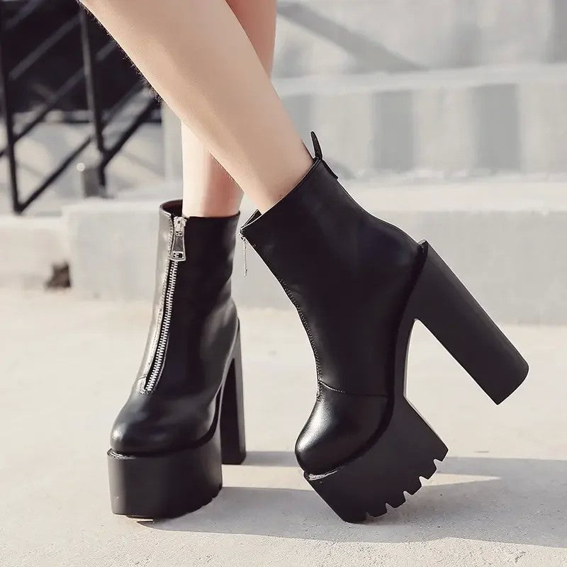 14cm 가보시 펌프스 힐 앞집업 키높이 숏부츠 워커화JIKTEM BW5080710