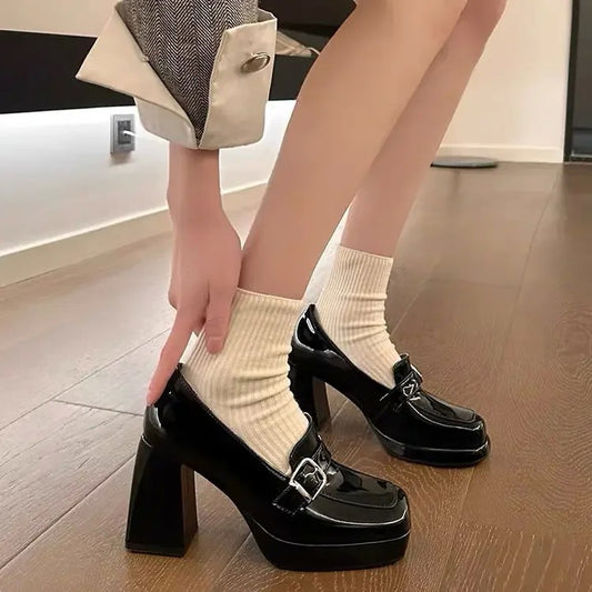 가보시 펌프스힐 스퀘어코 버클 라인 키높이 여름 구두 JIKTEM BW5080803