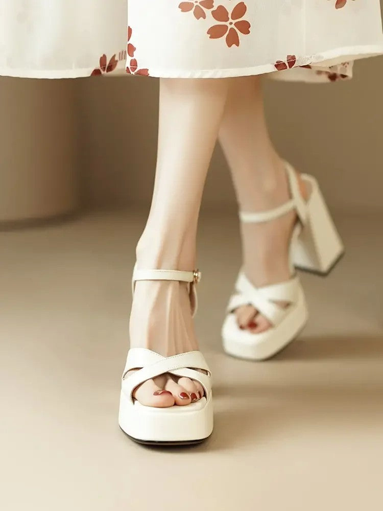 12cm 10cm 웨딩슈즈 플랫폼 가보시 샌들 발편한 근무화 하이힐 JIKTEM BW5081004