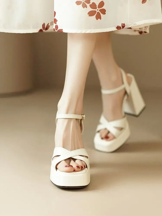 12cm 10cm 웨딩슈즈 플랫폼 가보시 샌들 발편한 근무화 하이힐 JIKTEM BW5081004