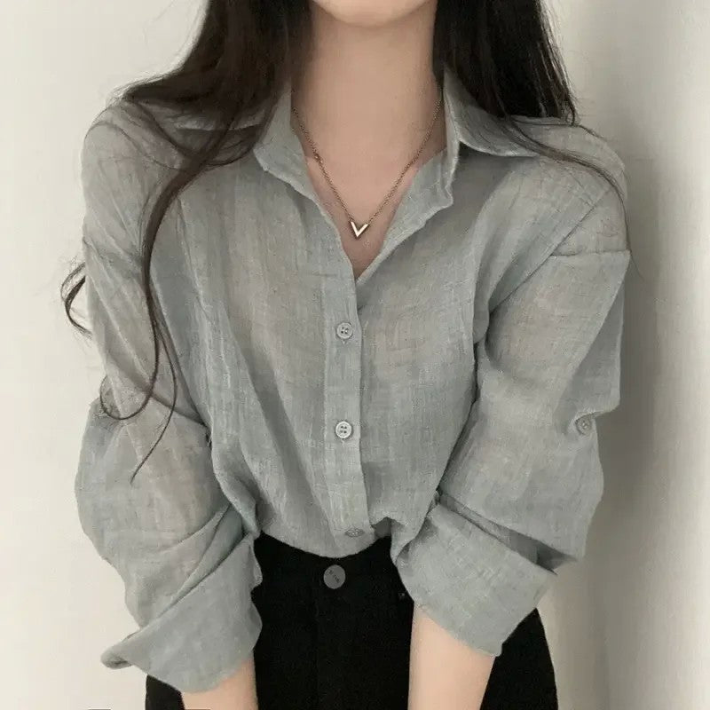 카라 셔츠 무지 심플 숏 블라우스 캐주얼룩  JIKTEM BW5081306
