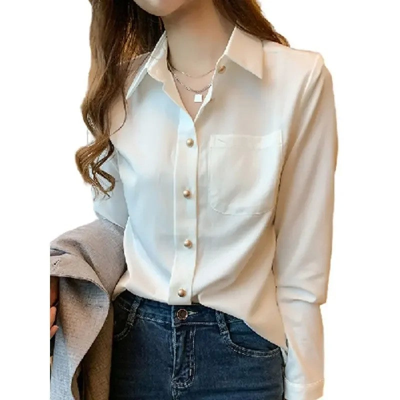 카라 셔츠 긴팔 데일리 오피스룩 베이직 블라우스 JIKTEM BW5081308