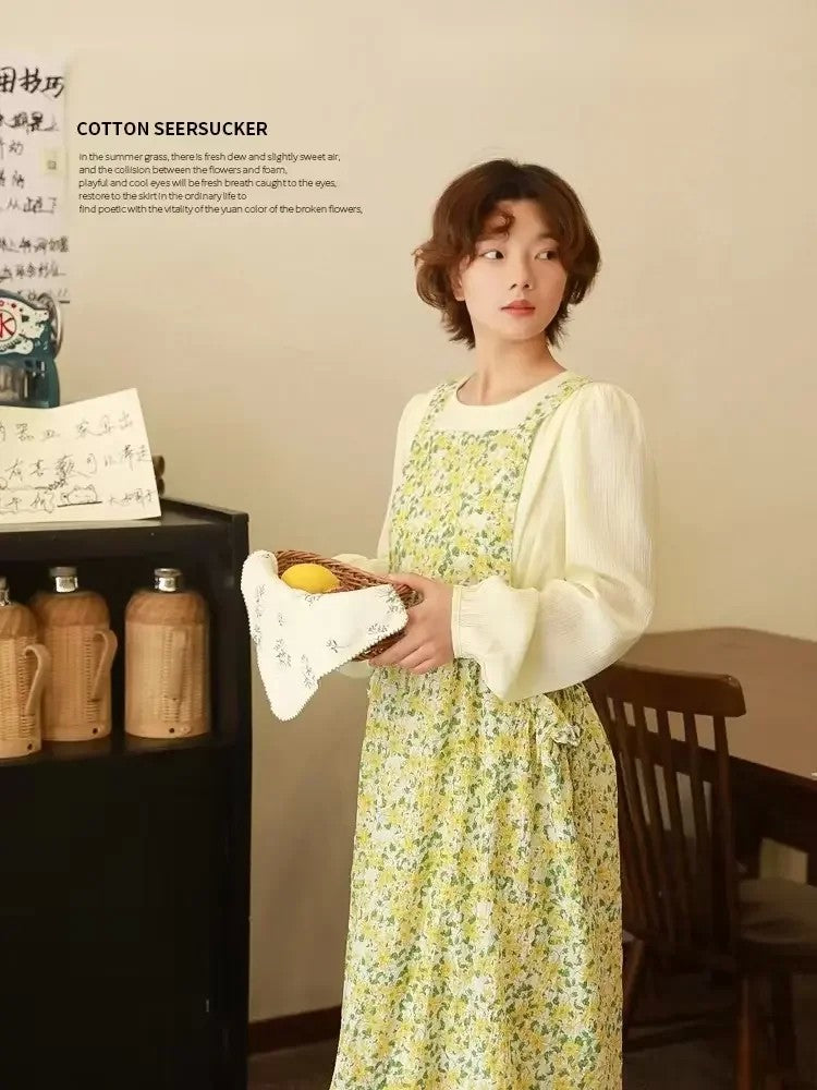 예쁜앞치마 주방 식당 어린이집 원피스 앞치마 잔꽃무늬 JIKTEM BW5081403