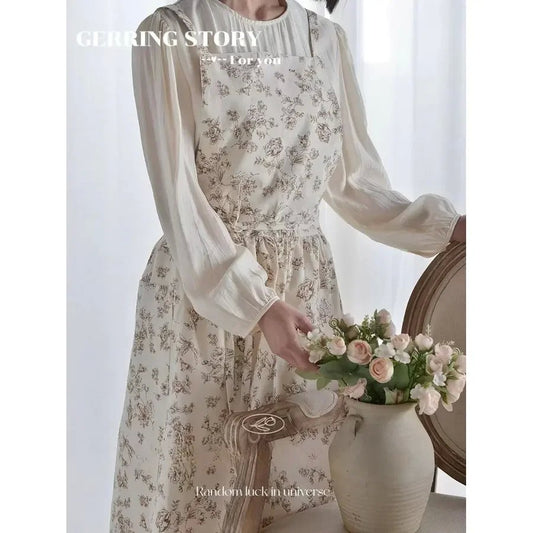 앞치마 원피스형 코튼 방수 플라워 주바 앞치마 사이즈 조절 JIKTEM BW5081408