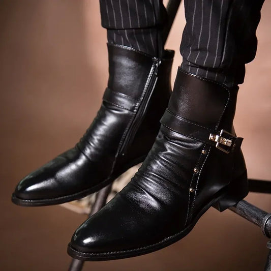 남자 키높이 부츠 하이탑 기모 워커화 발편한 앵클 숏부츠 JIKTEM BW5082116