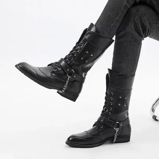 남자 롱부츠 라이더 패션 부츠 전투화 카우보이 워커화 JIKTEM BW5082108