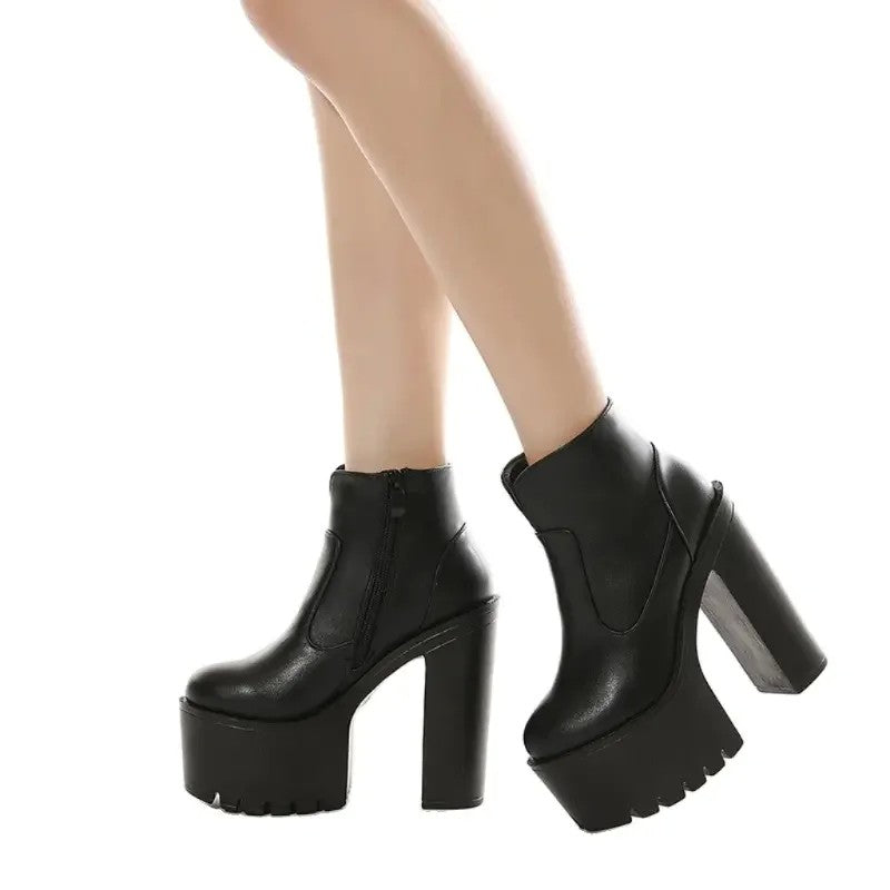 13CM 웨딩슈즈 플랫폼 가보시 펌프스힐 통굽 키높이 클럽 숏부츠 JIKTEM WW5082501