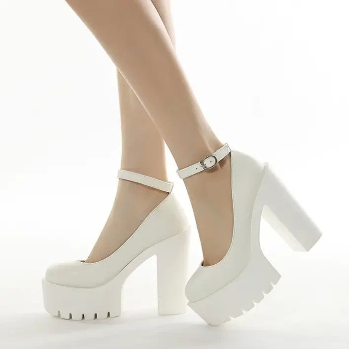 13cm 웨딩슈즈 통굽 키높이 가보시 펌프스힐 무대 신발 JIKTEM WW5082508