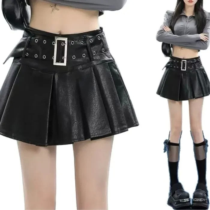 레더 스커트 댄스복  pu 치마 A라인 슬림 핫걸 JIKTEM WW5091502