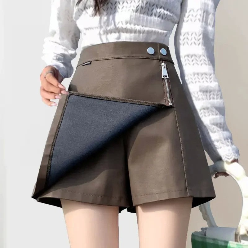 레더 스커트 pu 치마바지 언발핏 슬림 하이웨스트 JIKTEM WW5091607