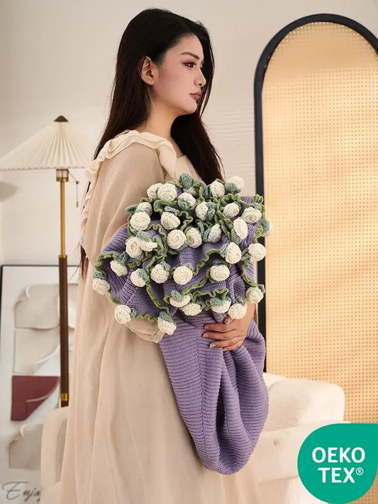 꽃다발 뜨개 담요 니트 블랭킷 숄 소파 학생 담요 JIKTEM WW5092507