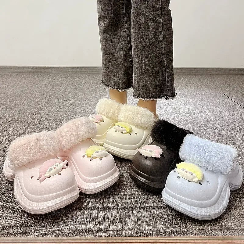 털 슬리퍼 키높이 펀칭 퍼 실내화 뮬 샌들 방한 JIKTEM WW5112217
