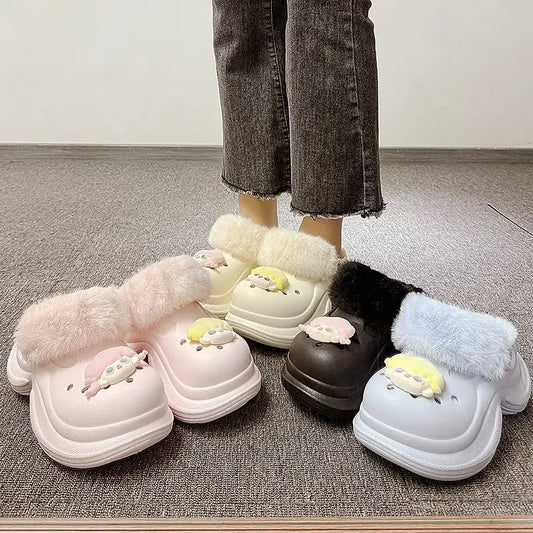 털 슬리퍼 키높이 펀칭 퍼 실내화 뮬 샌들 방한 JIKTEM WW5112217