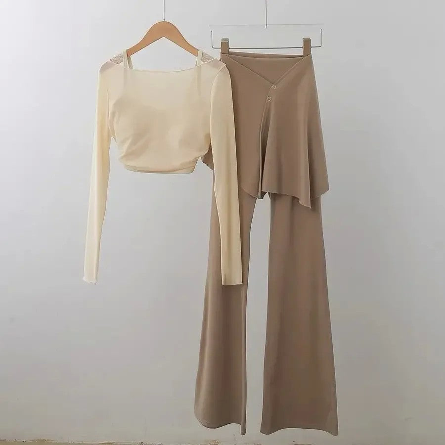 여성 요가복 세트 크롭티 힙커버 나팔바지 헬스복 JIKTEM WW5120901