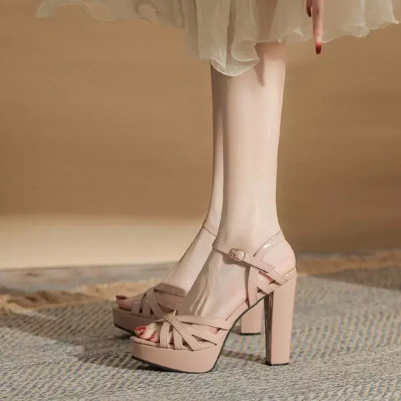 12cm 웨딩슈즈 웨딩 샌들 스트랩 키높이 드레스구두 플랫폼 6D0207
