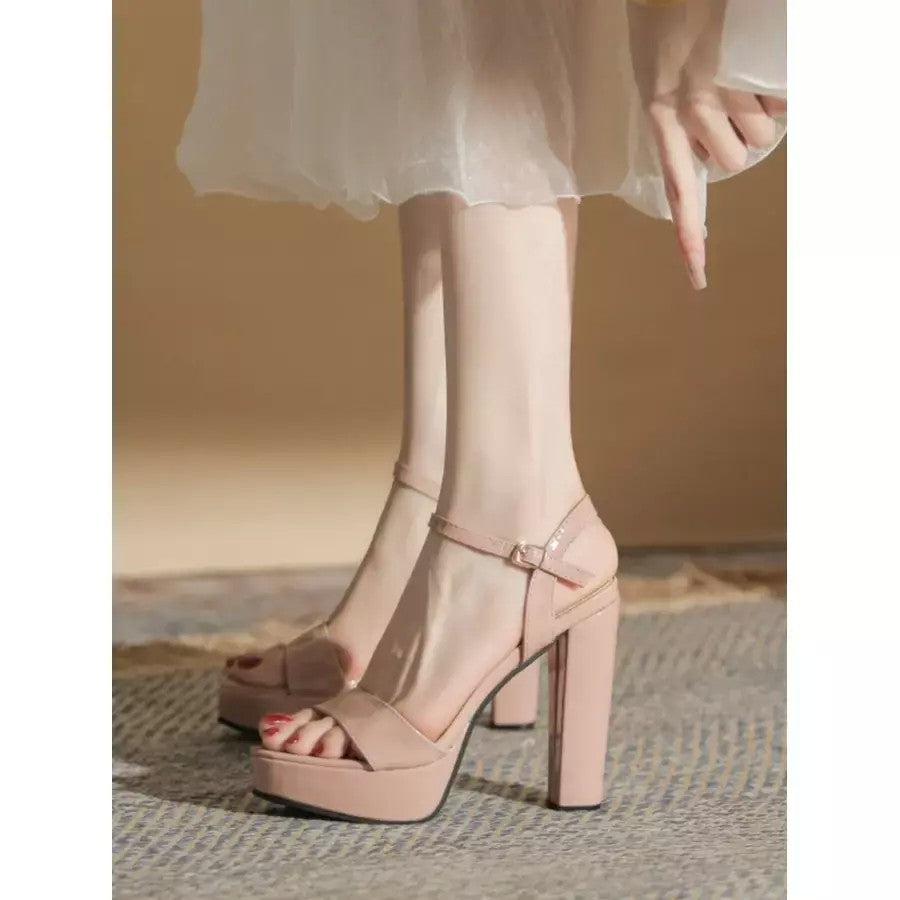 12.5cm 웨딩슈즈 일자 샌들 발편한  드레스구두 하이힐 6D0203