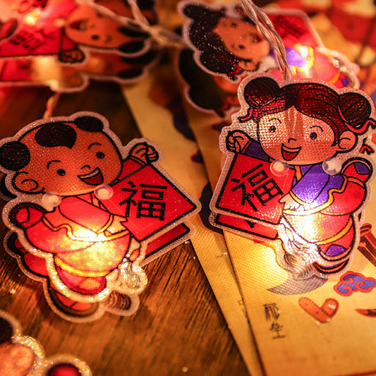 Q1011809 차이나 복인형 등줄 조명장식 설맞이 새해맞이 인테리어 소품