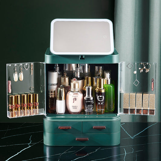 Q1012702 LED 미러 화장품 정리박스 수납함 메이크업 소품 정리함