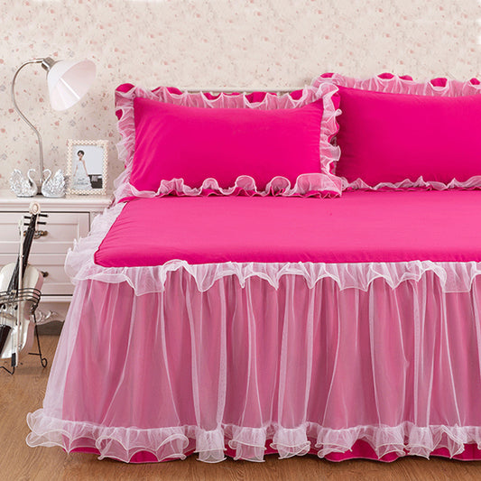 Q1020327 레이스침대커버 베개커버 3종세트 공주 침대시트 매트리스덮개