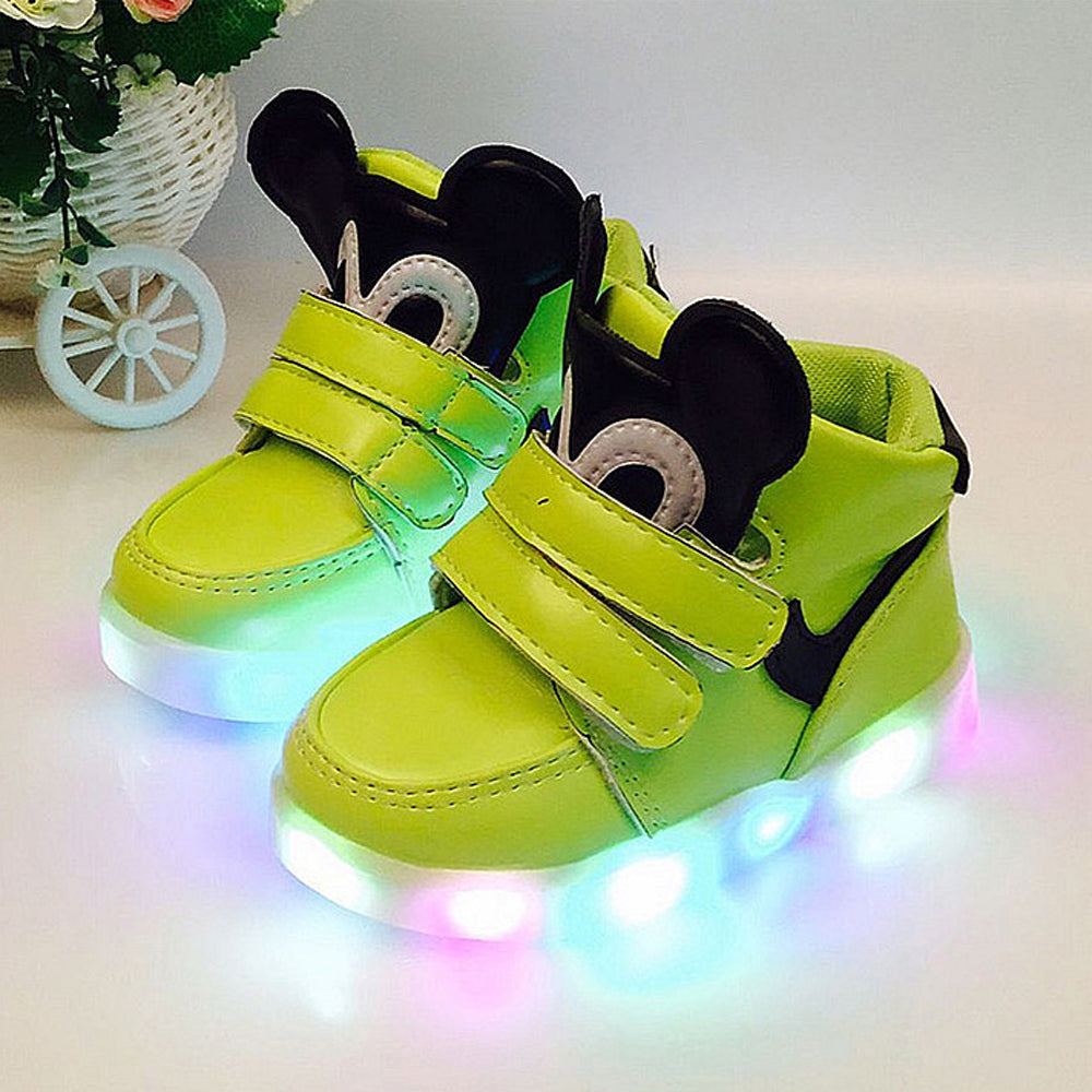 Q1021606 LED발광 유아동 스니커즈 벨크로 하이탑 키즈 불들어오는운동화 신발