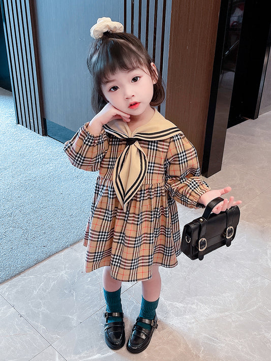 D1030534 봄신상 어린이 유아 체크무늬 긴팔 원피스