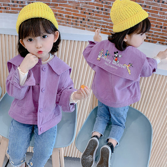 Q1032051 여아 공주 퍼플 데님 재킷 청자켓 캐릭터넥 데일리룩