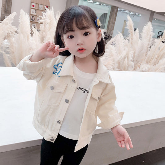 Q1032054 공주님 청자켓 프린팅 패션 데님재킷 간절기 코디룩