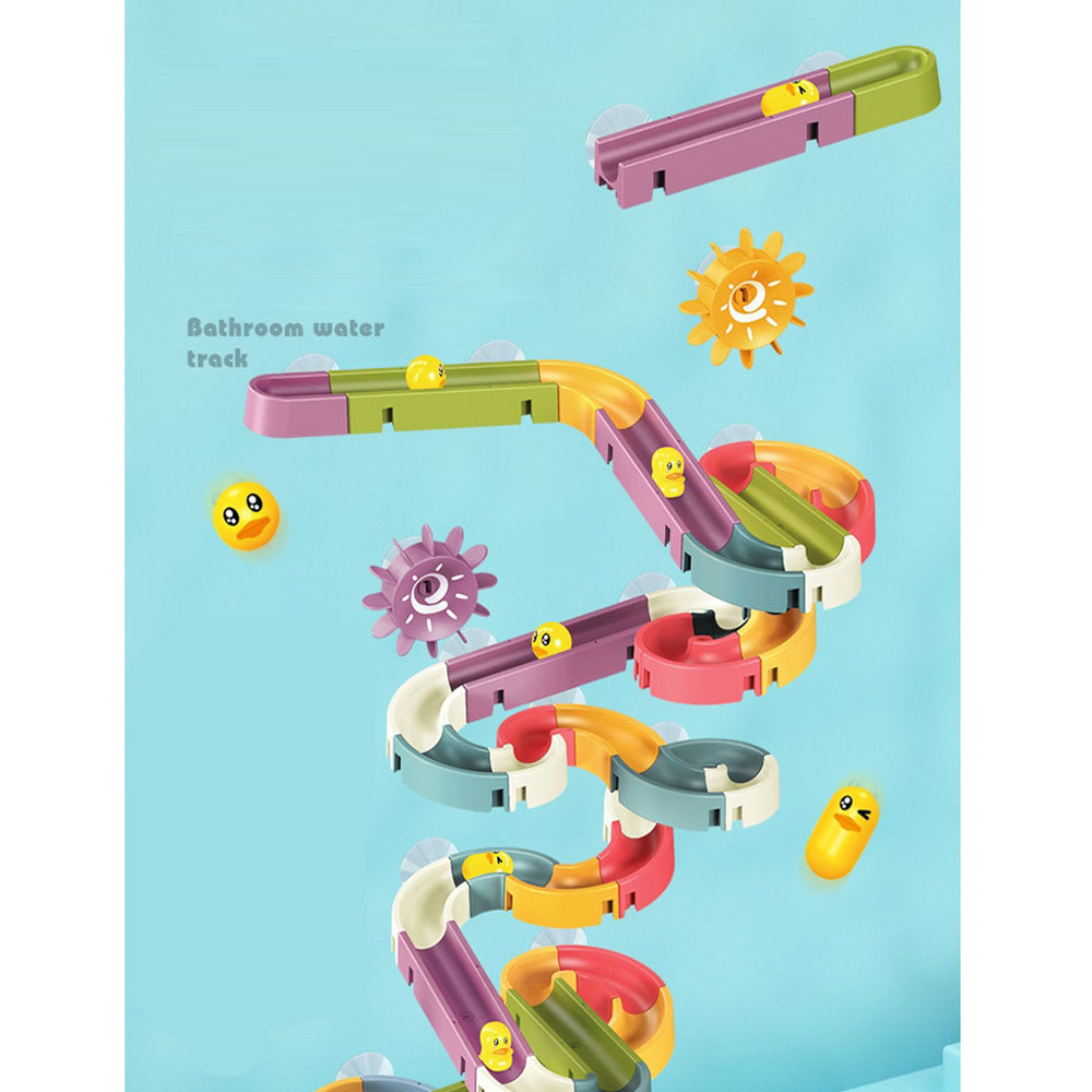 Q1033112 목욕놀이 완구 빨판식 레일카 내맘대로 조립 34PCS