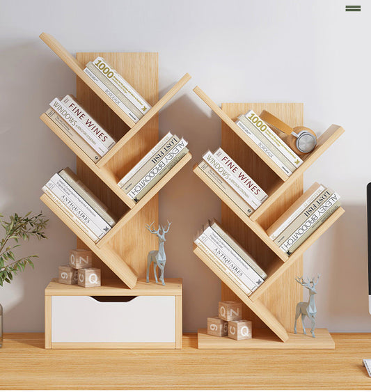 공간활용 수납형 책상 공간 절약 내추럴 원목 서랍식 걍력한 내구성 일반형책장  T1090862