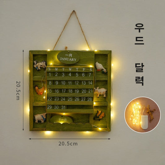 나무 무한 달력 홈장식 영원한 조정 오피스장식 달력   T1091864