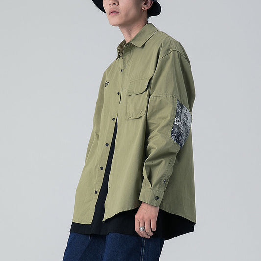 데님 남방 남자 캐주얼 셔츠 그린 블랙 화이트  M1100406
