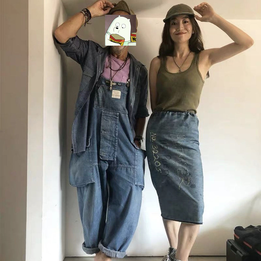 멀티포켓 민소매 점프수트 멜빵 청바지 작업복  Q1100625